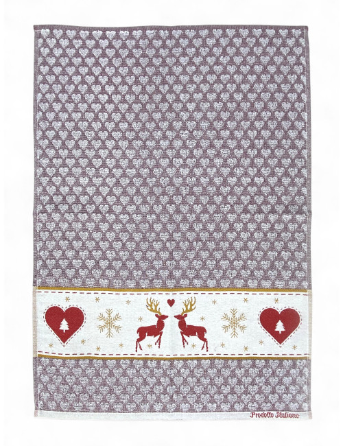 Weihnachts-Küchentücher aus Jacquard-Baumwolle - Set mit 6 Stücken 50x80 cm, hohe Saugfähigkeit, 3 verschiedene Farben, Made in