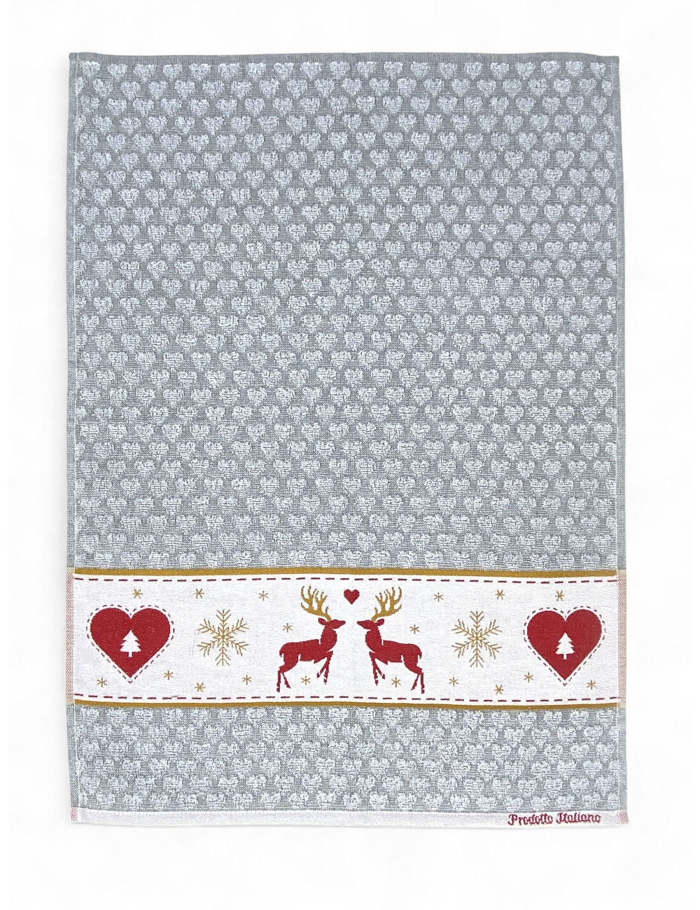 Christmas Jacquard Cotton Kitchen Towels - Set of 6 Pieces 50x80 cm, High Absorbency, 3 Assorted Colors, Made in Italy