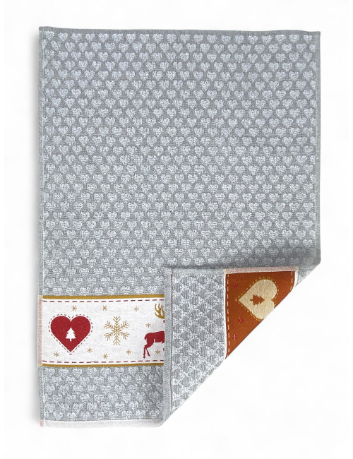 Christmas Jacquard Cotton Kitchen Towels - Set of 6 Pieces 50x80 cm, High Absorbency, 3 Assorted Colors, Made in Italy