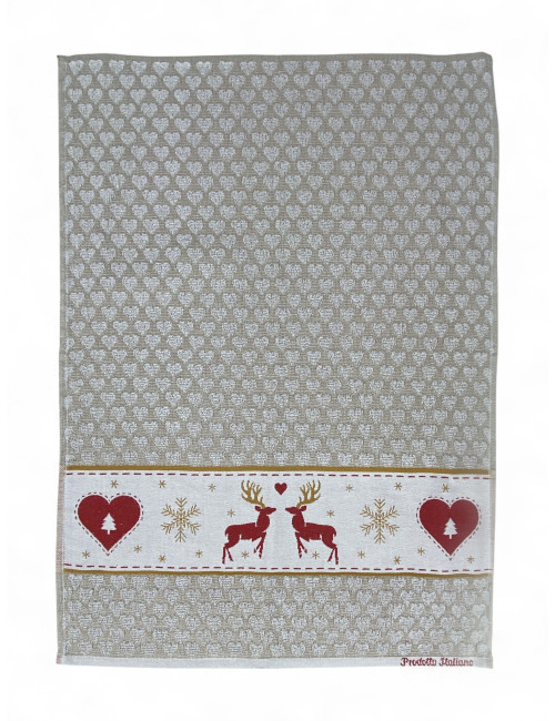 Paños de cocina de algodón jacquard navideño - Juego de 6 piezas 50x80 cm, alta absorción, 3 colores surtidos, hecho en Italia