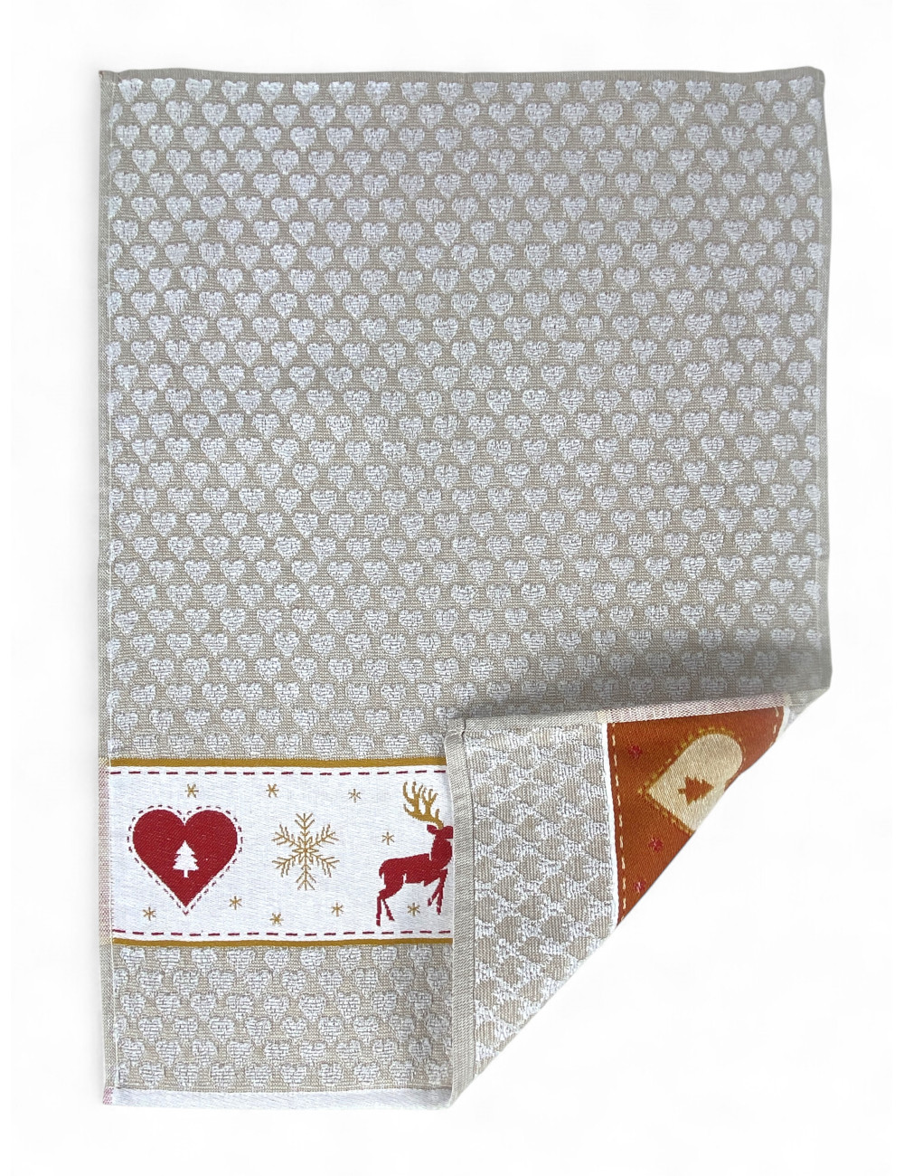 Christmas Jacquard Cotton Kitchen Towels - Set of 6 Pieces 50x80 cm, High Absorbency, 3 Assorted Colors, Made in Italy