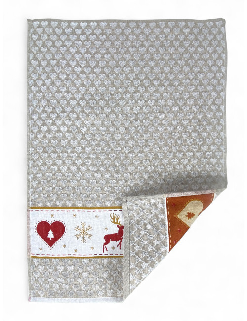 Weihnachts-Küchentücher aus Jacquard-Baumwolle - Set mit 6 Stücken 50x80 cm, hohe Saugfähigkeit, 3 verschiedene Farben, Made in