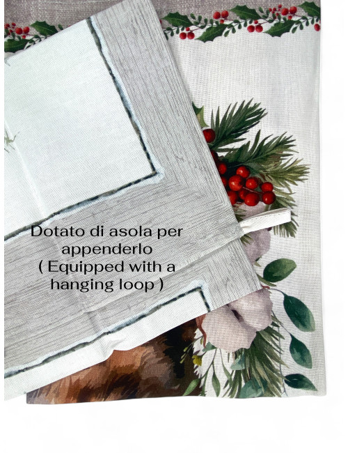 Paños de cocina navideños – Juego 5 piezas 50x70 cm – Paños de cocina decorativos de algodón con ojal – Made in Italy