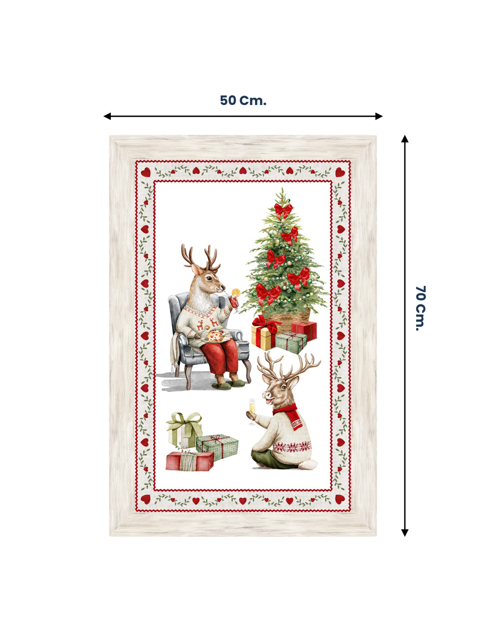 Torchons de cuisine de Noël – Set 5 pièces 50x70 cm – Torchons décoratifs en coton avec boutonnière – Made in Italy