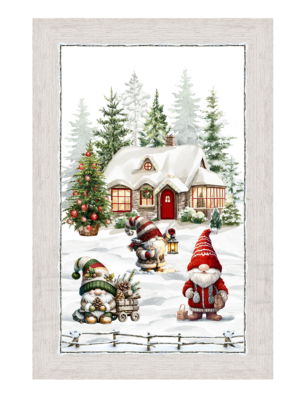 Torchons de cuisine de Noël – Set 5 pièces 50x70 cm – Torchons décoratifs en coton avec boutonnière – Made in Italy