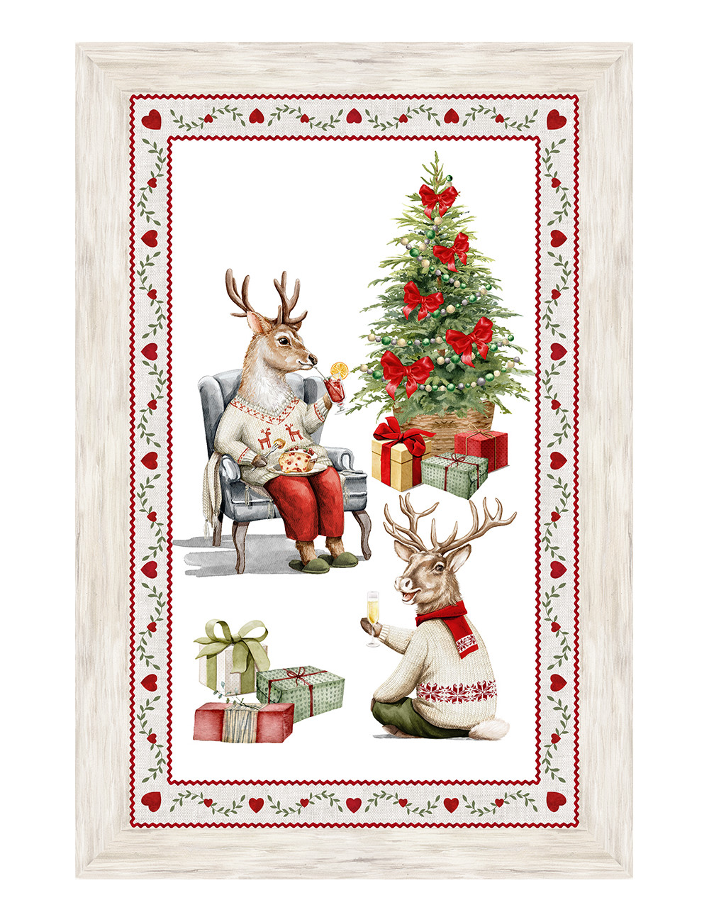 Torchons de cuisine de Noël – Set 5 pièces 50x70 cm – Torchons décoratifs en coton avec boutonnière – Made in Italy