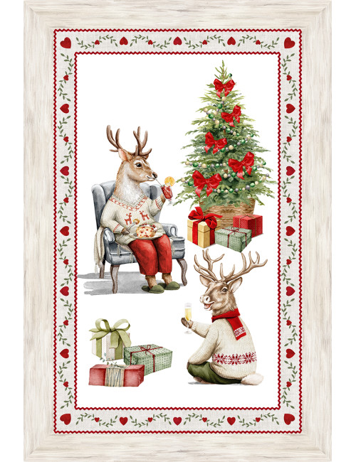 Weihnachtsgeschirrtücher in der Küche – Set 5 Stück 50x70 cm – Dekorative Geschirrtücher aus Baumwolle mit Knopfloch – Made in I