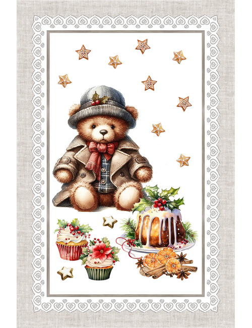 Weihnachtsgeschirrtücher in der Küche – Set 5 Stück 50x70 cm – Dekorative Geschirrtücher aus Baumwolle mit Knopfloch – Made in I