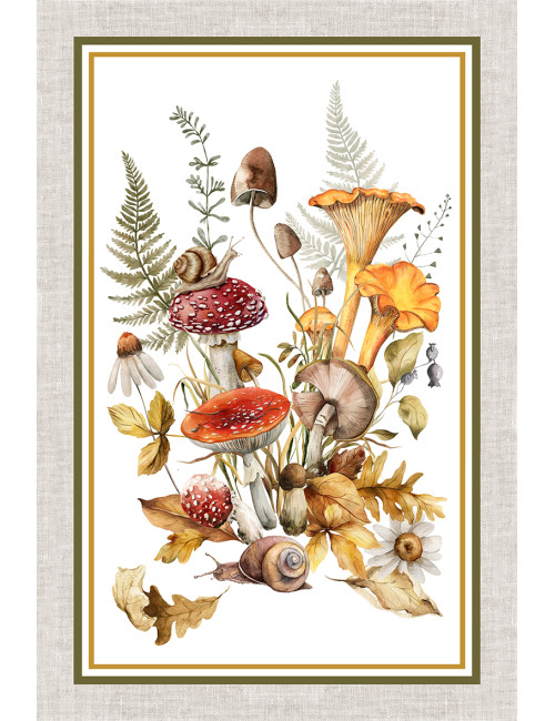 Juego de Toallas de Cocina de Algodón 5 Piezas 50x70 cm – Patrones de Otoño Made in Italy con Ojal – Fruta, Viñedo y Naturaleza