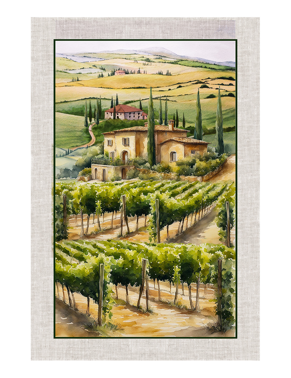 Juego de Toallas de Cocina de Algodón 5 Piezas 50x70 cm – Patrones de Otoño Made in Italy con Ojal – Fruta, Viñedo y Naturaleza