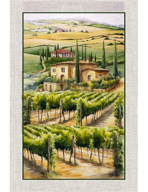 Set de torchons de cuisine en coton 5 pièces 50x70 cm – Motifs d’automne Made in Italy avec boutonnière – Fruits, Vignoble et Na