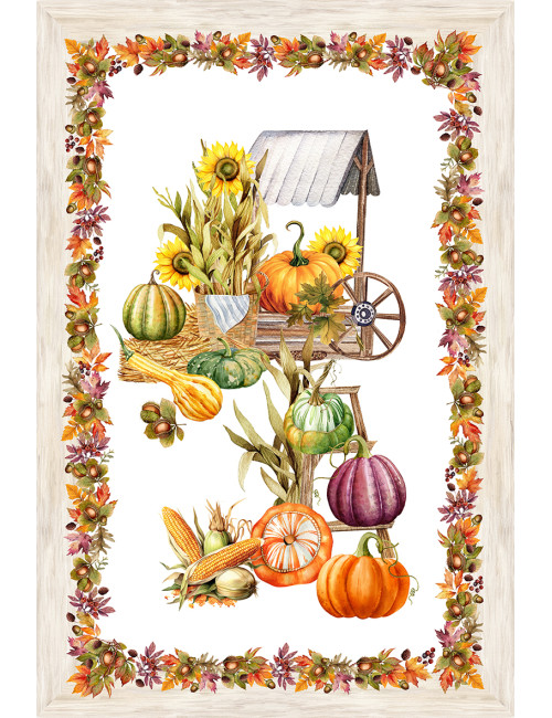 Strofinacci Cucina Cotone Set 5 Pezzi 50x70 cm – Fantasie Autunnali Made in Italy con Asola – Frutta, Vigna e Natura