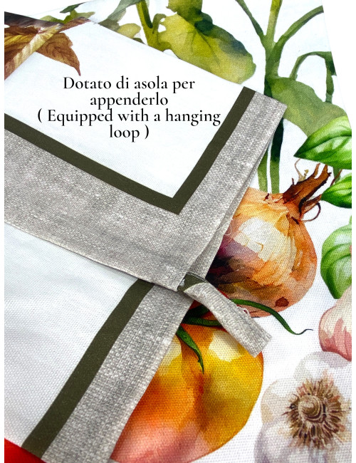 Juego de Toallas de Cocina de Algodón 5 Piezas 50x70 cm – Motivos Florales y de Gato – Made in Italy con Ojal