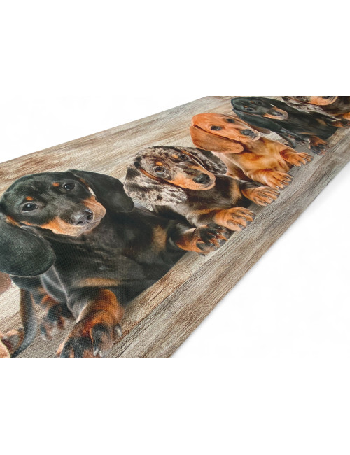 Küchenteppich Runner Puppies Dackel – Waschbarer rutschfester Küchenläufer PVC 6 mm – Made in Italy