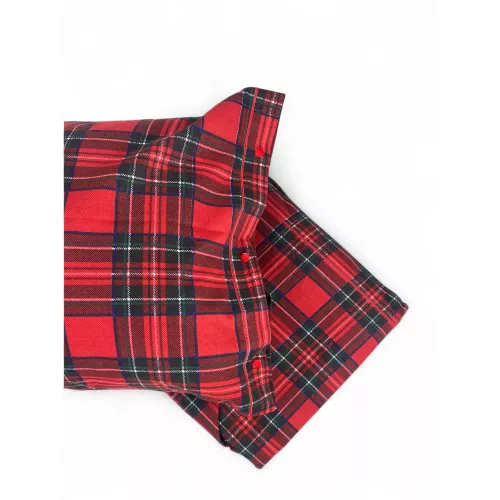 Red Tartan Flannel Sheets Set - 100% Cotton Fleece - Winter Warmth Made in Italy