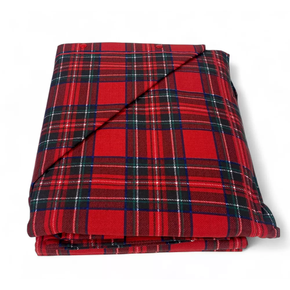 Doppelbettbezug Tartan Rot - Flanell aus 100% Baumwolle mit extra Klappe 40 cm - Made in Italy