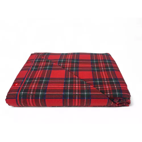 Housse de couette double en tartan rouge - 100 % flanelle de coton avec rabat supplémentaire 40 cm - Fabriqué en Italie