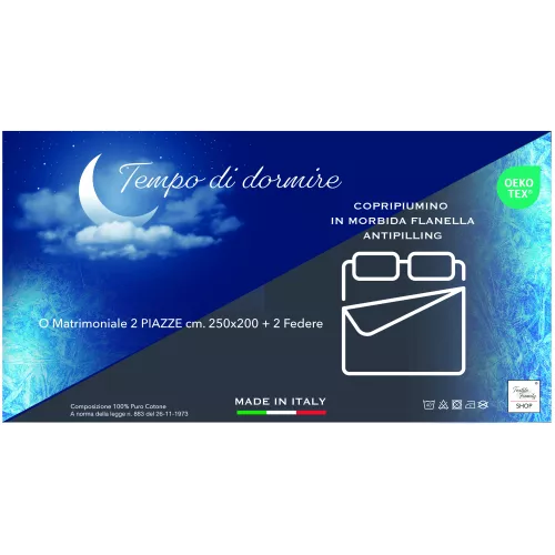 Housse de couette double en tartan rouge - 100 % flanelle de coton avec rabat supplémentaire 40 cm - Fabriqué en Italie