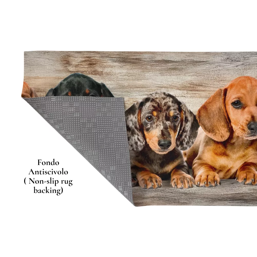 Tapis de cuisine Runner Puppies Dachshunds – Tapis de cuisine lavable et antidérapant PVC 6 mm – Made in Italy