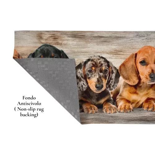Tapis de cuisine Runner Puppies Dachshunds – Tapis de cuisine lavable et antidérapant PVC 6 mm – Made in Italy