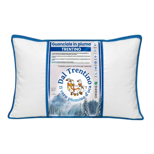 Almohada de pluma de ganso 50x80 trentino - Almohada de sarga de algodón suave hipoalergénica
