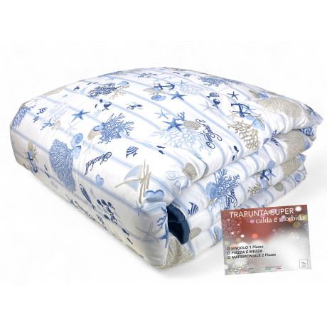 Super Mare Winterquilt – Bettdeckenkorale und Muscheln 300gr Mikrofaser – Hergestellt in Italien
