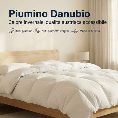 Piumino Danubio Invernale - 30% Piumino 70% Piumette Classe 1, Cassettoni, Batista 70, Made in Austria