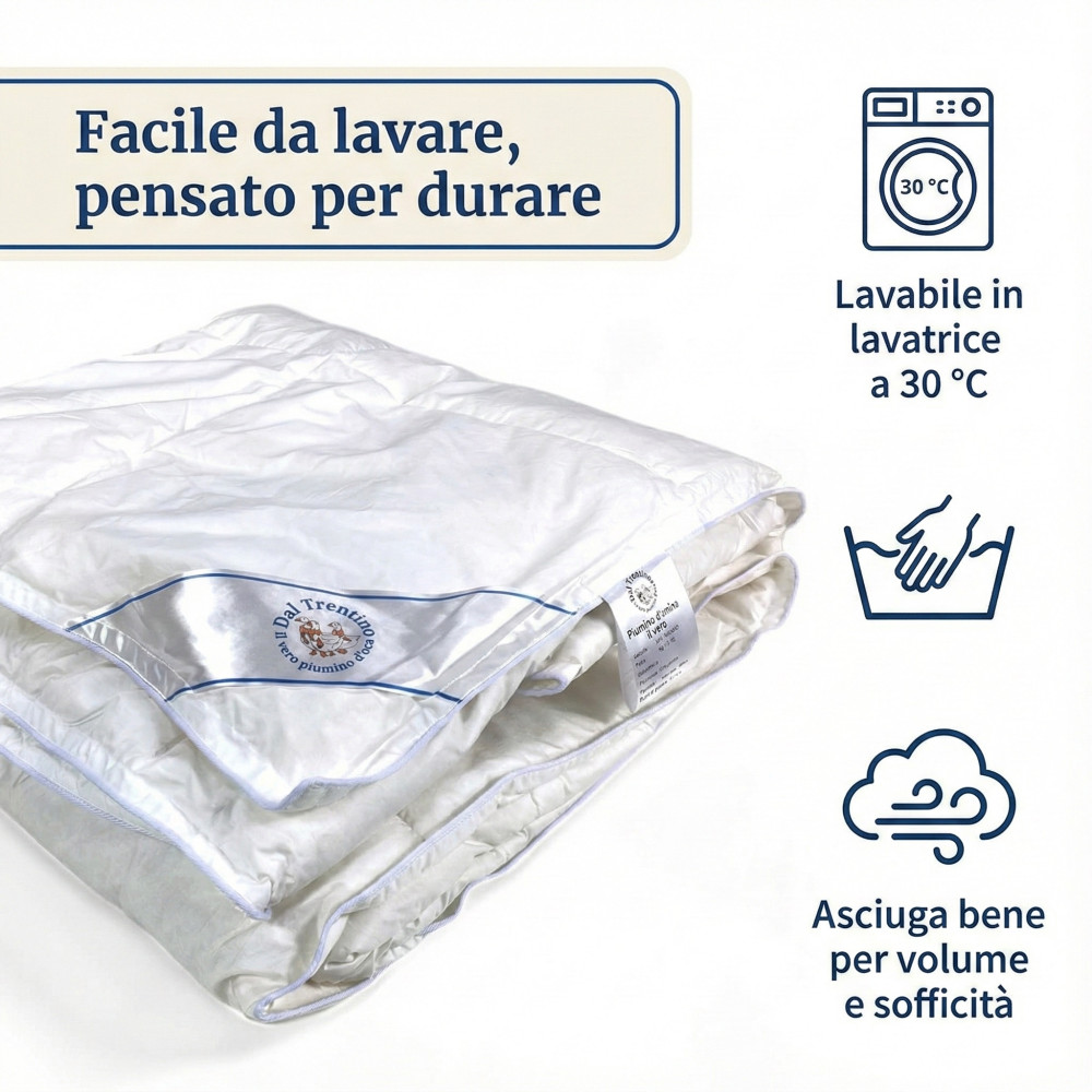 Plumón de ganso Trentino, edredón nórdico de invierno, plumón de ganso 100% natural, acolchado 360 g/m², certificado OEKO-TEX