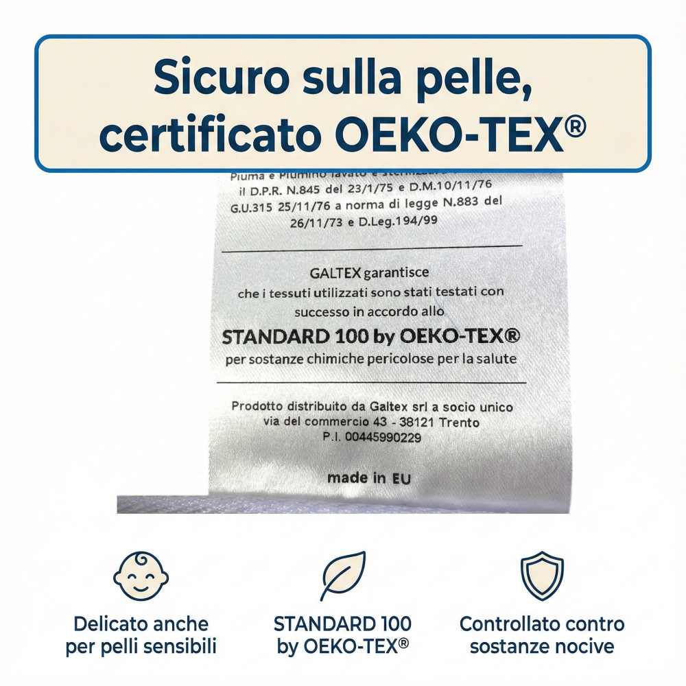 Piumino d’Oca Trentino, Piumone Invernale, 100% Piuma d’Oca Naturale, Imbottitura 360 g/mq, Certificato OEKO-TEX