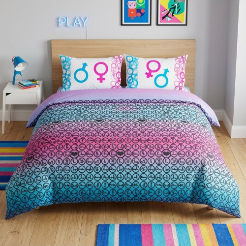 Funda Nórdica Kamasutra - Juego de Cama Erótica 100% Algodón con Fundas de Almohada de Doble Cara - Made in Italy, Idea de Regal