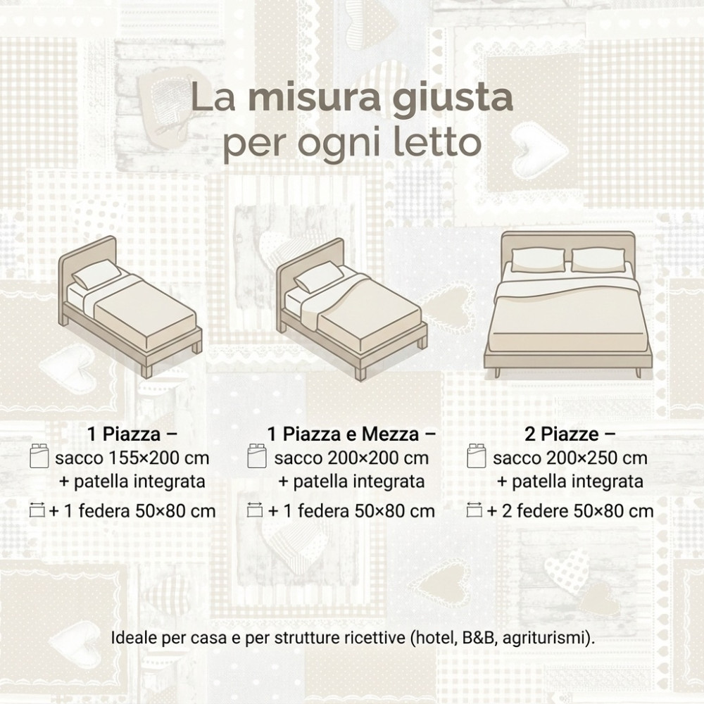 Tiroler Bettbezug Herzen "Aprica" Beige – 100% handgefertigte Baumwolle made in Italy