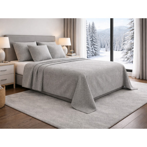 Grauer Flanell-Winterlaken-Set Boy – Anti-Pilling-Fleece-Baumwolle – Hergestellt in Italien