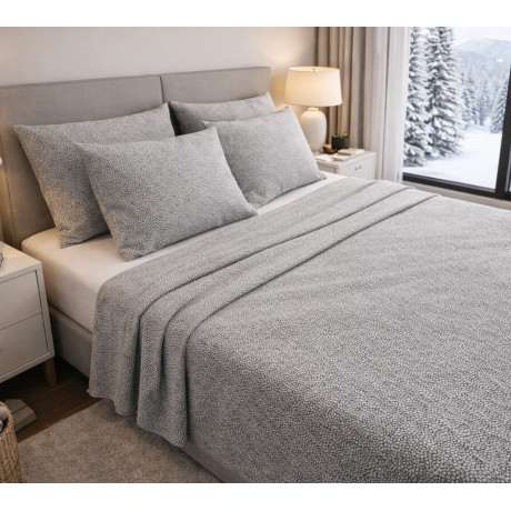 Grey Flannel Winter Sheet Set Boy - Anti-Pilling Fleece Cotton - Made in Italy