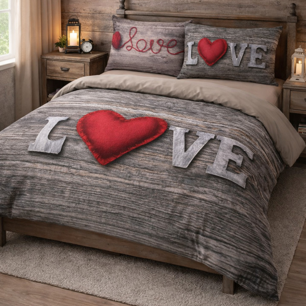DAISY HEART LOVE SHABBY TYROLEAN DUVET COVER