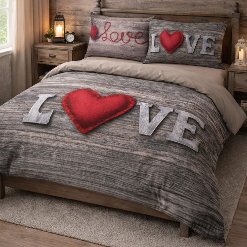 DAISY HEART LOVE SHABBY TYROLEAN DUVET COVER