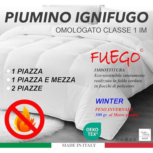 FEUERFESTE WINTER SYNTHETISCHE Daunenjacke Schwer entflammbar Made in Italy ZUGELASSEN