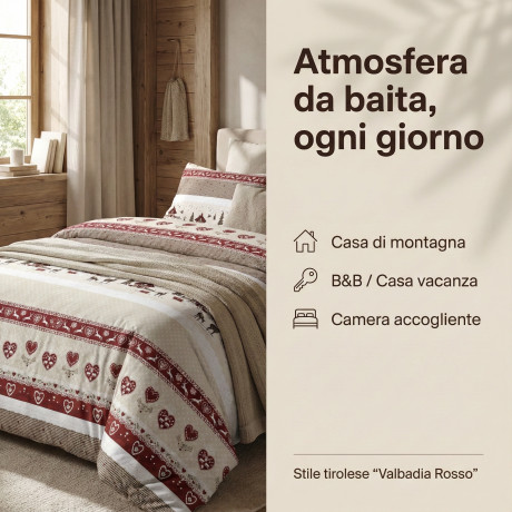 Tyrolean duvet cover dis. VALBADIA RED mountain