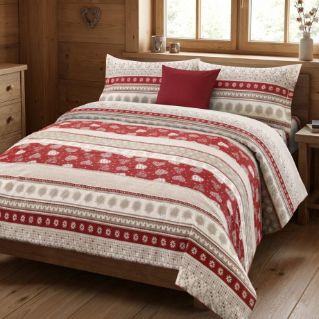 Tyrolean duvet cover dis. CORVARA MONTAGNA in pure cotton Made in Italy