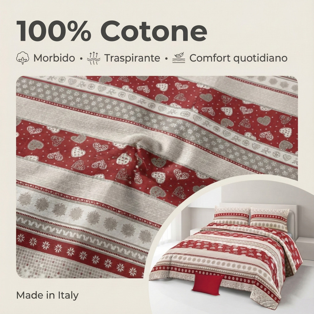 HOUSSE DE COUETTE TYROLIENNE dis. CORVARA MONTAGNA en pur coton Made in Italy