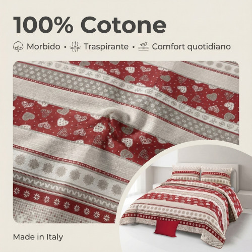 HOUSSE DE COUETTE TYROLIENNE dis. CORVARA MONTAGNA en pur coton Made in Italy