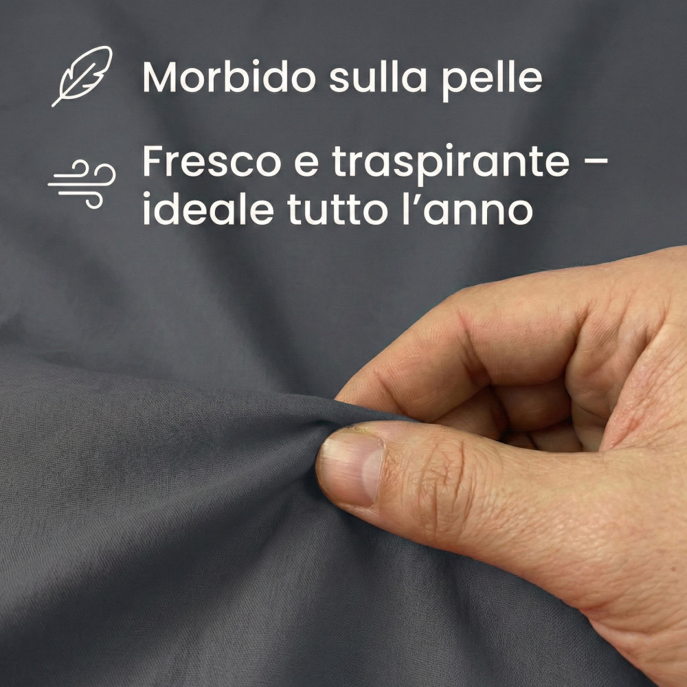 Juego de sábanas Strong Lead Grey 100% Algodón, Juego de Cama Lavable de Color Liso, Suave, Cómodo, Made in Italy