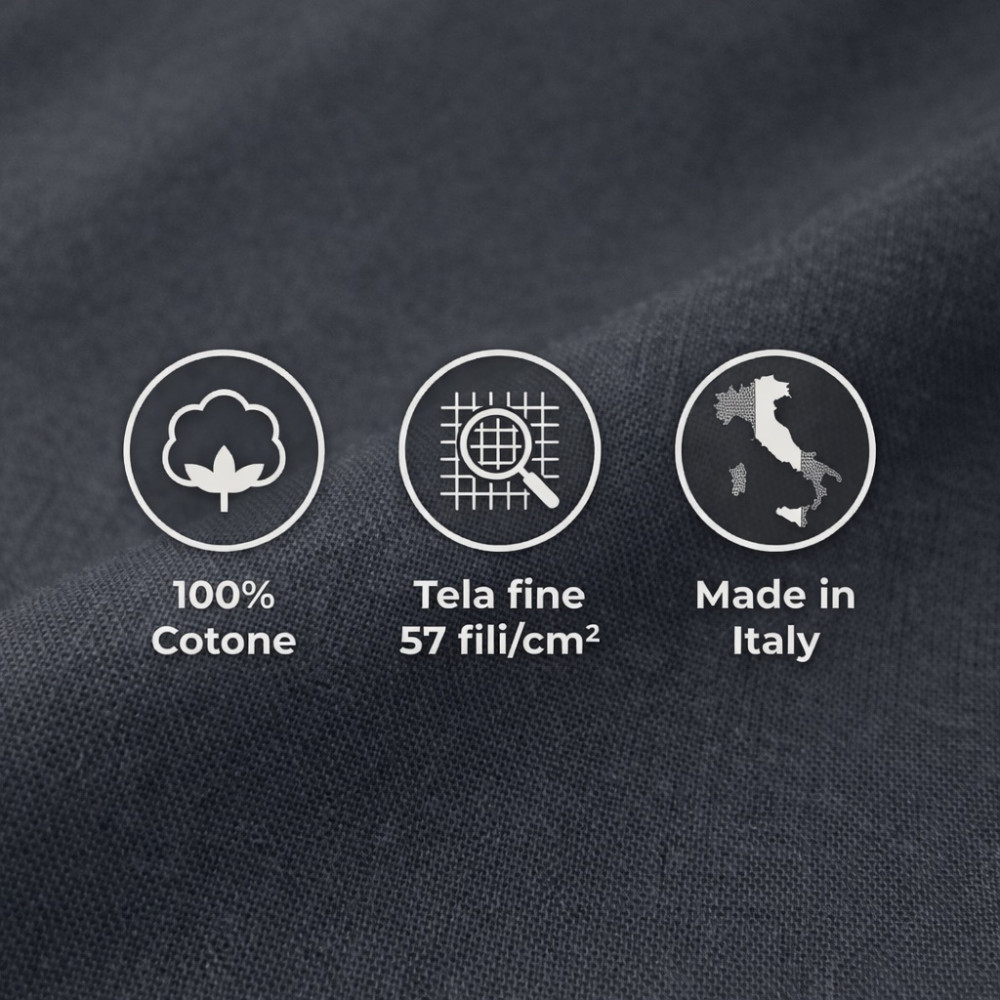 Ensemble de draps 100% coton gris plomb fort, parure de lit lavable de couleur unie, doux, confortable, fabriqué en Italie