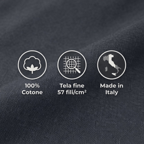 Juego de sábanas Strong Lead Grey 100% Algodón, Juego de Cama Lavable de Color Liso, Suave, Cómodo, Made in Italy