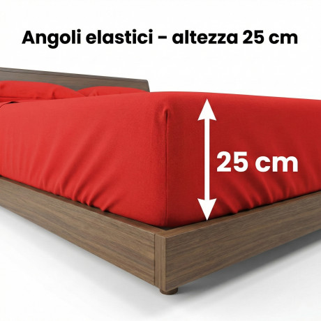 COMPLETO lenzuolo STRONG LENZUOLA tinta unita ROSSO puro COTONE Made in Italy