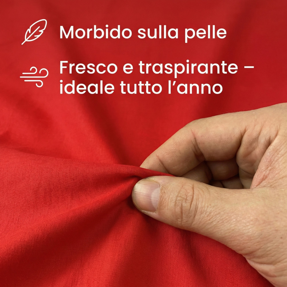 STRONG SHEETS sheet SET solid color RED pure COTTON Made in Italy