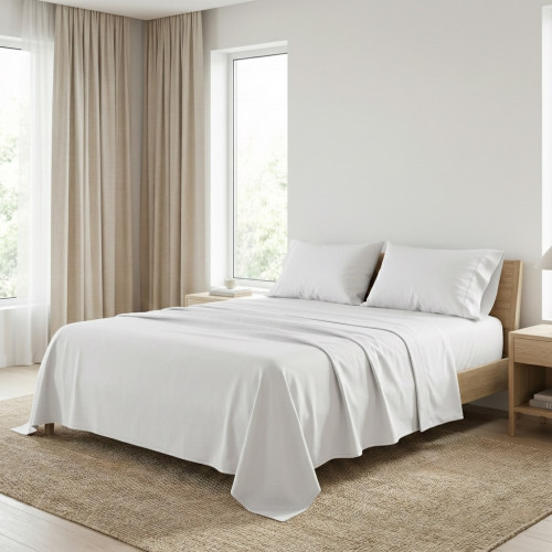 STRONG SHEETS sheet set solid color WHITE pure COTTON Made in Italy