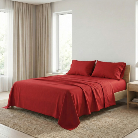 STRONG SHEETS sheet set solid color BORDEAUX pure COTTON Made in Italy