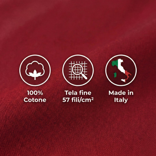 STRONG SHEETS sheet set solid color BORDEAUX pure COTTON Made in Italy