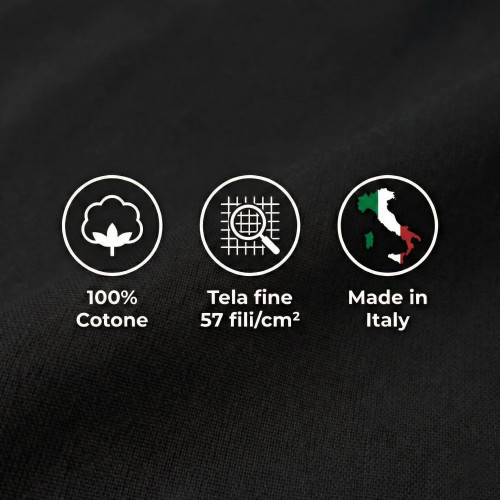 Set de Draps de Lit en Coton en couleur unie noir STRONG fabriqué en Italie
