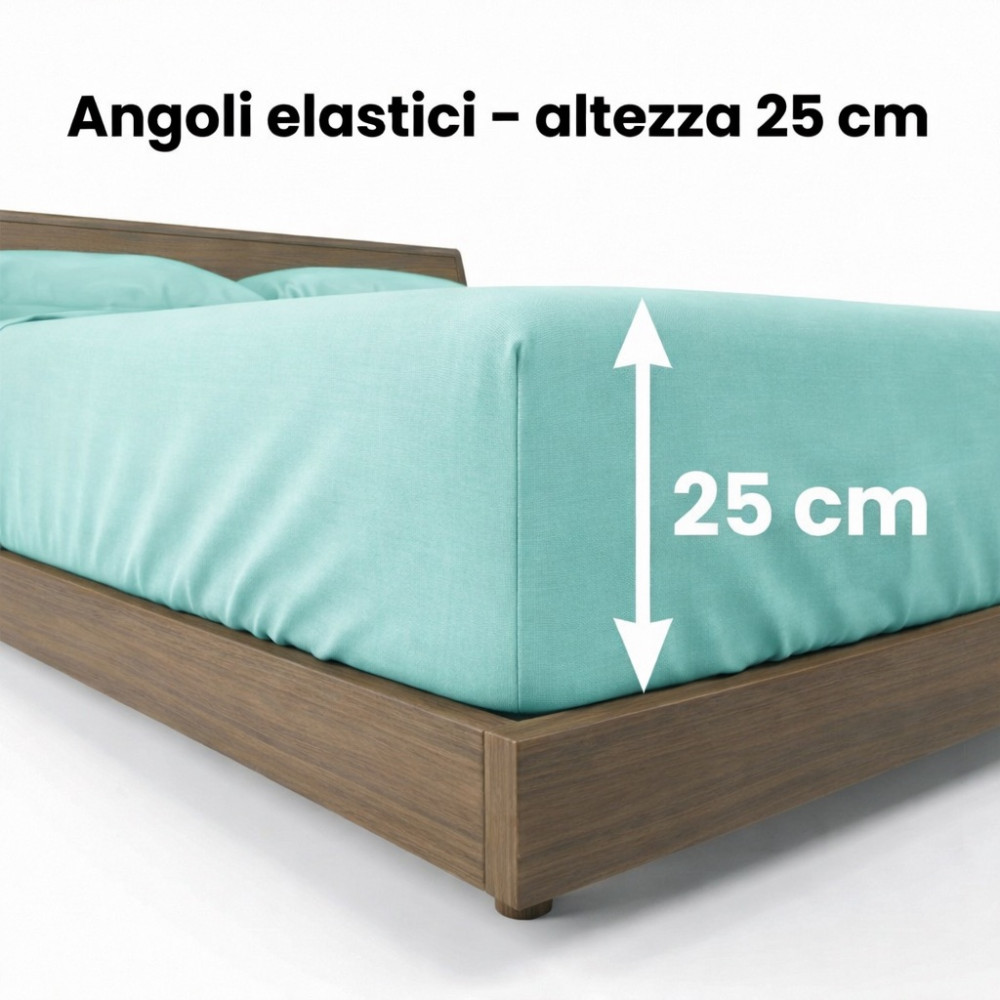 JUEGO DE SÁBANAS SÁBANAS FUERTES color liso VERDE ALGODÓN puro Hecho en Italia